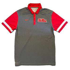 Ole Miss Rebels Nike Dri-Fit Short Sleeve Polo Shirt Size L Large